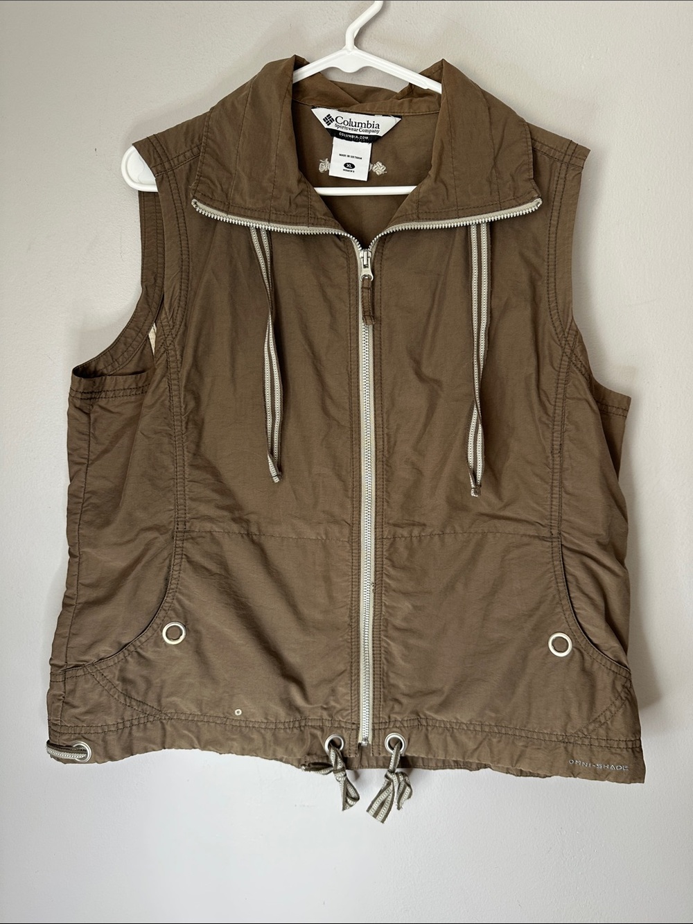 Columbia Brown Drawstring Utility Vest